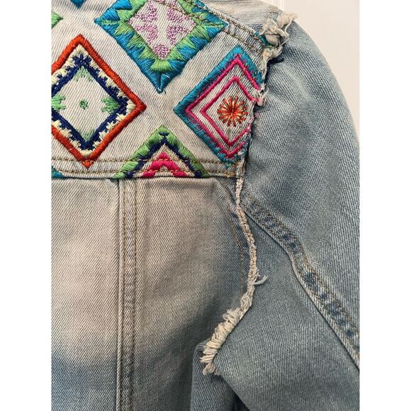 White Crow Embroidered Denim Jacket, Size Large, NWT - Picture 14 of 15